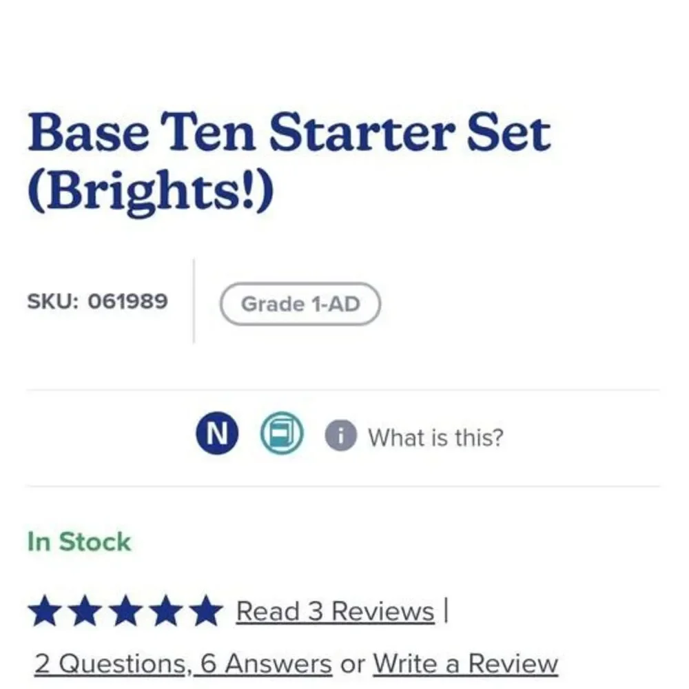 Rainbow Resource Center Base Ten Starter Set (Brights!)